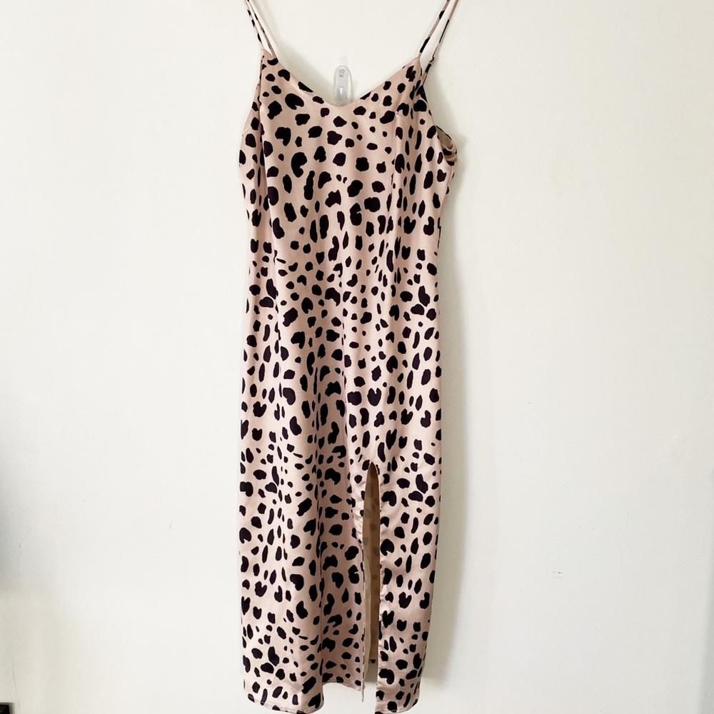 E.ssue cheetah print silk slip dress size small